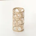 Jarrón de vidrio tejido artesanal y portavelas, tarro de almacenamiento cilíndrico rústico. - Cilíndrico estilo 2 tejido doble 10x20 con vidrio