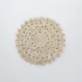 Salvamantel redondo artesanal de hoja de maíz tejido a mano decoración rústica de pared - Flor de 2 capas 38 cm