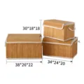 Panier de Rangement en Bambou avec Couvercle Boîte Organisateur de Bureau Tressé - Lot de 3 / Couleur Originale avec Languette Lot de Trois avec Couvercle