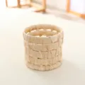 Natural woven straw storage basket cattail plant pot cover handcrafted home organizer decor - Corn Husk Cylinder