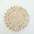 Salvamanteles de hoja de maíz trenzada decoración de pared floral rústica paja - Círculo interior de 38 cm con capa de flores onduladas exterior