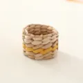 Handwoven straw napkin ring natural grass table decor rustic dining table accessory ring - Cattail Root with Yellow