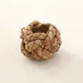 Close-up detail of hand-woven straw napkin ring, rustic natural plant fiber table decor texture. - Braided Water Hyacinth Napkin Rings / 7x4.5cm