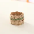 Handmade woven straw napkin ring natural cattail table setting kitchen dining decor item - Cattail Root with Green
