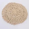 Round woven placemat made of natural corn husk, Nordic style heat-resistant dining table mat. - Corn Husk Placemat 3-Layer Wave Flower Dia 38cm