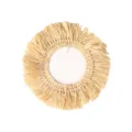 Raffia woven wall hanging decor boho fringe round straw mirror frame natural style - Style 4 Raffia Woven Mirror Frame Outer Diameter 45cm