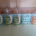 Glass pitcher with colorful woven straw sleeve, decorative glass vase jug, home decor. - Water Hyacinth With Handle And Bottle