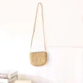 Handmade straw woven crossbody bag, natural cattail grass daily shoulder bag, casual style. - Style 1 Water Hyacinth Straw Bag