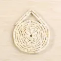 Woven Straw Wall Hanging Decor Round Wicker Ornament Natural Style Variant Beige Color - Style 2