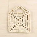 Natural woven straw wall hanging decor, rustic handmade rattan pendant for home entrance. - Style 3