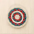 Handmade woven straw wall hanging round decorative mat natural fiber home decor craft piece - Style 5 20cm Red and Green Waves inside Circle