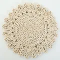 Mantel de maiz tejido a mano redondo de color natural para decoracion de pared rustica - Girasol de 30 cm