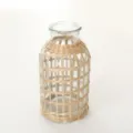 Retro woven glass vase with natural straw net cover, elegant home decorative bottle variant - Style 4 (With Bottle)