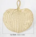 Hand-woven straw fan natural palm leaf cattail fan vintage summer cooling fan 35cm - 12-15cm / Round Handle Palm Leaf Fan in Natural Color