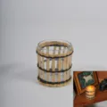 Portavelas y funda de jarrón de vidrio tejido a mano, estilo vintage para decoración. - Tejido vertical de papel 7x8 negro con vidrio
