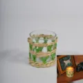 Jarrón de vidrio de paja tejido a mano portavelas estilo rústico decoración de mesa tarro de almacenamiento - Arreglo floral de espadaña 7*8 verde con vidrio