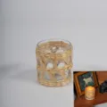 Candelabro de vidrio tejido a mano funda de florero de paja vintage para decoración. - Arreglo floral de espadaña 7*8 con papel natural y vidrio