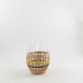 Portavases de vidrio tejido de ratan hecho a mano estilo boho para decoracion del hogar - Huevera tricolor con vidrio