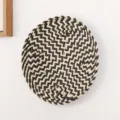 Handcrafted black white woven wall hanging decor round boho basket art for home living room. - Black & White Paper Mat 30 cm
