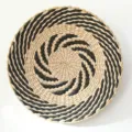 Black and white woven wall basket hanging decor rustic round boho art for living room home interior - Black Rings, Style 6, 25 cm Diameter