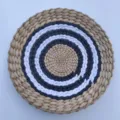 Round woven wall hanging bohemian straw placemat handmade geometric home decor accent. - Black & White Circle Diameter 25 cm