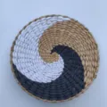 Round woven wall hanging decor natural straw black white swirl pattern home wall art ornament - Black & White Horn Diameter 25ml Style 4
