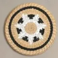 Round woven wall hanging decor boho natural straw woven placemat modern minimalist home ornament - Black & White Snowflake 30 cm