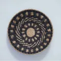 Handcrafted Woven Wall Basket Black Natural Straw Round Minimalist Home Decoration Variant - 30cm Black Spiral Pattern Mat