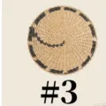 Minimalist round woven wall hanging decor with geometric pattern, natural bohemian style. - New Hanging Ornaments with Small Tail (25 cm)