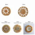 Handcrafted straw woven wall hanging decor minimalist boho sunburst tapestry for living room - Customized Raffia Hanging Decoration Set