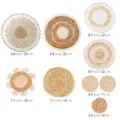 Handwoven straw and cotton round placemats and coasters set in various sizes for home decor. - Timothy Hanging Ornaments 9-Piece Set