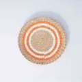 Woven straw wall hanging round basket orange white concentric circles home decor variant - 40cm Orange & White Ring with Bulrush Core