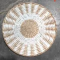 Handmade woven wall hanging straw decorative plate for minimalist home living room decor art. - 25 cm White Sun Ornament