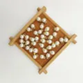 DIY white pearl rhinestone charm pendants, ABS imitation pearl beads for handmade jewelry crafts - 8mm / High-Gloss Cream White (Gold Cap and Rhinestone Rondelle)