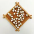 Off-white ABS imitation pearl rhinestone charms DIY handmade loose bead pendant jewelry making - 8mm / High-Gloss Pure White (Gold Cap and Rhinestone Rondelle)