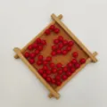 Red round beads DIY handmade jewelry accessories loose beads with metal connector findings - Red Copper Cap Eye Pin (Gold Needle)