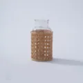Handmade glass vase with woven rattan cover, retro rustic tabletop floral decor for home and homestay. - Style 2