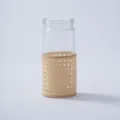 Detail shot of handmade rattan woven glass vase, perfect for desktop decoration and dry flowers. - Style 7