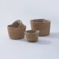 Handmade natural woven straw plant basket detail, waterproof inner film for mini succulents. - Set of 4 Sizes (Large 26x18cm)