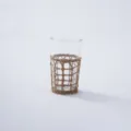 Handmade rattan woven glass cup sleeve detail, natural straw braided holder for drinking glass. - Woven Grass Straight Cup (Top 7.2 Height 16 cm, Includes Glass)