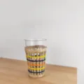 Handmade woven glass cup with colorful threads, perfect for office, home, and hotel use. - Tri-Color Slanted Cup (Glass Included)
