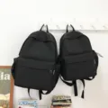 Einfacher schwarzer Segeltuch-Rucksack für Studenten, leicht und mit großem Stauraum. - Schwarz / S