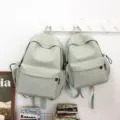 Japanischer minimalistischer leichter Leinwand Schulrucksack für Studenten, großer Tagesrucksack - Grün