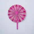 Handmade woven straw fan, traditional colorful summer cooling hand fan for kids and home use. - Style 30
