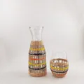 Woven glass vase and tumbler set with colorful straw wrapping for hotel and home. - 3-Color Milk Bottle & 3-Color Egg Cup (Glass Included)