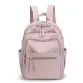 Casual pink nylon backpack for women, lightweight travel daypack with multiple pockets. - Tender Pink