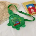 Leuke kinderen cartoon dinosaurus borstas peuter canvas crossbody tas in groen - Groen
