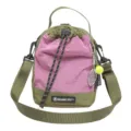 Outdoor lightweight crossbody shoulder bag with drawstring closure and stylish grid pattern. - Single Bag / Green and Purple