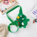 Kids green dinosaur chest bag, cute cartoon crossbody bag for boys outdoor travel use. - Green
