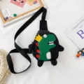 Kids crossbody chest bag cute dinosaur design casual fashion canvas sling backpack variant. - Black